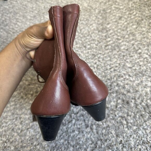 Vintage 90s Kiltie Lace up Roper Boot Womens size 6 M Brown Leather Mid Calf New - Picture 5 of 7